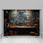Aperturee - Aperturee Auto Repair Tools Dim Lights Garage Photo Backdrop